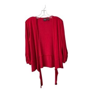 Chicos Travelers Women's Slinky Red Wrap Top Size 1 Medium 3/4 Sleeve Valentines